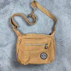 Jinqiaoer Women Small Crossbody Bag Tan Nylon Multi-Pocket Travel Shoulder Bag